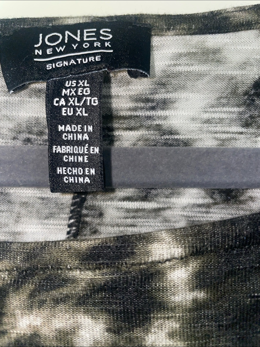 Jones New York Black and Olive Tie-Dye Short Sleeve Tee - Picture 3 of 4